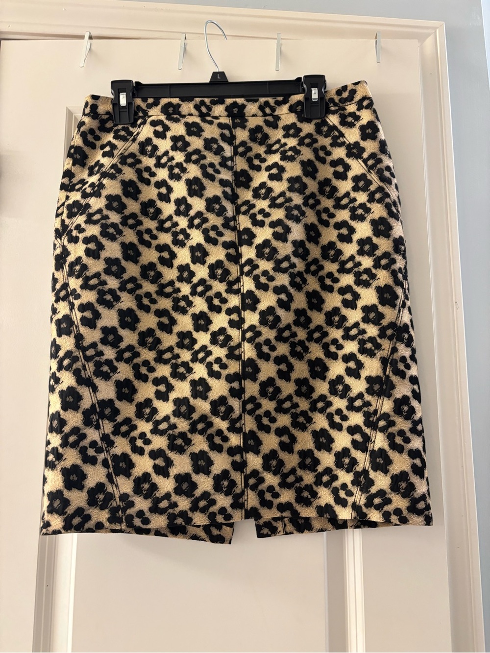 Ann Taylor Leopard Print Pencil Skirt in Black and Tan
